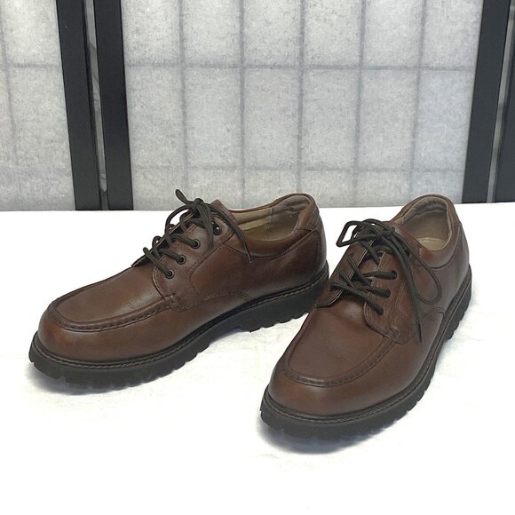 Dockers Brown Glacier Leather Lace-Up Slip Resistant Loafers 12 Stain Defender - Picture 3 of 13